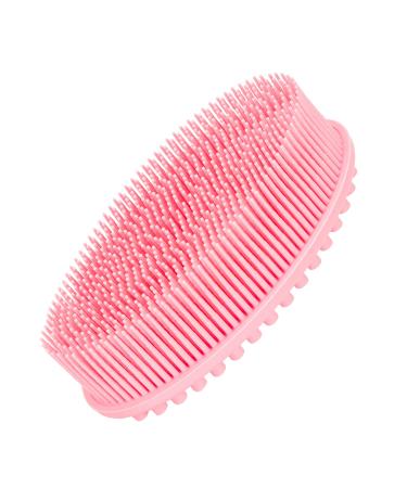 Emoly Silicone Bath Shower Loofah Brush  100% Silicone Gentle Back Scrubber  Best Body exfoliating loofa Brush Gift for Baby Kids Men Father Mother Wife Family (Pink)