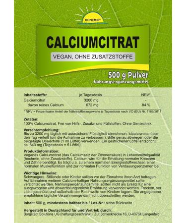 Buy High Purity Calcium Citrate Powder 500g | Bonemis | Food Grade No Additives - International Shipping Available - Buy Online on GoSupps.com