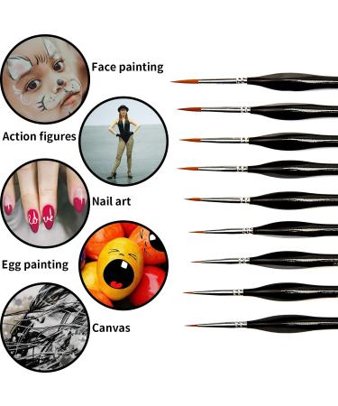 AIEX 9 Piece Miniature Painting Brush Set for Acrylic, Watercolor, Oil - Fine Detail Brushes for Face, Nail, Model Painting - Black - Buy Online on GoSupps.com