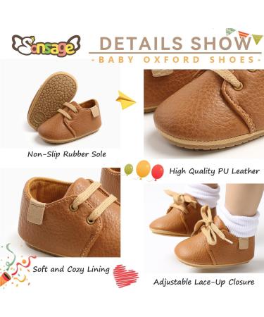Sonsage Infant Baby Oxford Shoes | Anti-Slip Trainer for Boys and Girls | Soft Rubber Sole | Toddler First Walking Sneakers 0-6 Months | Brown - Buy Online on GoSupps.com