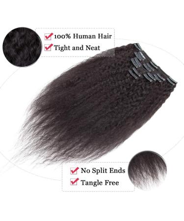 Shop Elailite 40cm Afro Clip-In Extensions | Real Remy Hair 115g 8 Parts Set Kinky Straight #1B Natural Black - Buy Online on GoSupps.com