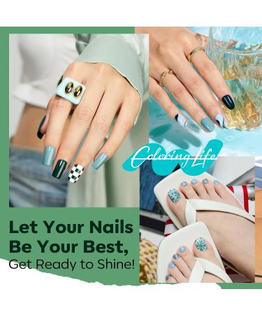 Modelones Blue Green Gel Nail Polish - 6 Colors Misty Gray Dark Green Glitter Gel Polish Kit Sage Green Baby Blue Nail Gel Polish Soak Off UV Gel Nail Lamp Gel Nail Kit DIY Home Nails Manicure Gifts - Buy Online on GoSupps.com