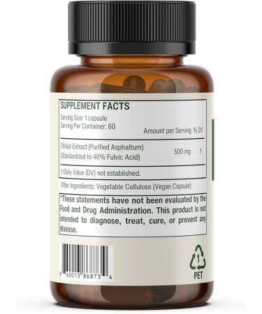 Sage & Self Pure Shilajit Capsules Purified Shilajit Extract (40% Fulvic Acid) 500 mg Per Capsule Vegan Herbal Supplement (60 Capsules) - Buy Online on GoSupps.com