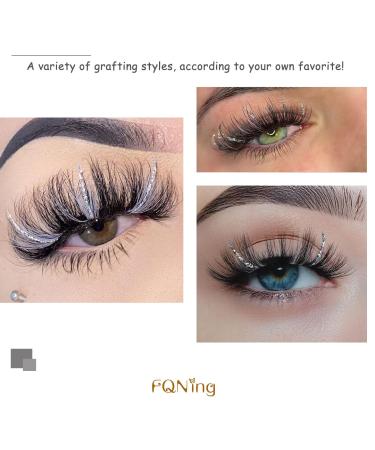 FQNing Glitter Silver Spike Lash Extensions 11mm-16mm - Perfect for Daily Wear, Parties & Weddings - Buy Online on GoSupps.com