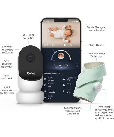 Owlet Dream Duo 2 Smart Baby Monitor - HD Video Camera with Dream Sock for Heart Rate & Oxygen Tracking - Bedtime Blue - Buy Online on GoSupps.com