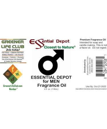 Essential Depot for Men Fragrance Oil - 4 oz - Supplied in 4 oz. Amber Glass Bottle with Black Phenolic Cone Lined and Safety Sealed Cap - Buy Online on GoSupps.com