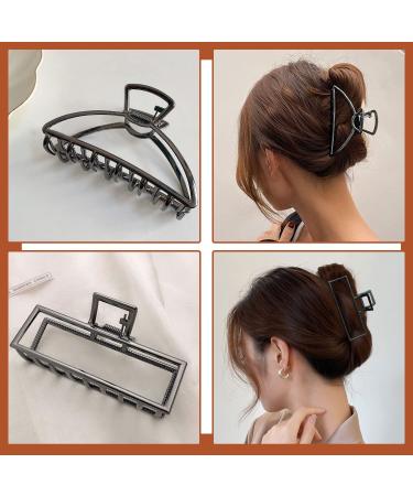 AIBEE Large Metal Hair Claw Clips 2023 - Stylish Big Jaw Clips for Women - 4 Pack Butterfly Hair Clips - Metallic Black - Buy Online on GoSupps.com