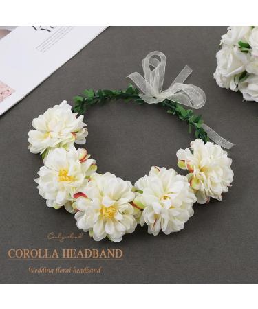 Zoestar Light Up Flower Headband Bridal Crown Headbands LED Floral Wreath Headpiece Luminous Festival Party Hair Accessories for Women and Girls (White) - Buy Online on GoSupps.com