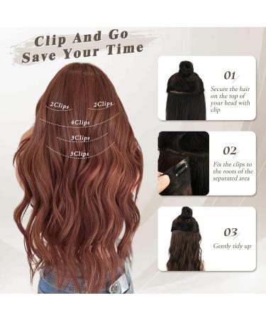 Buy BARSDAR 50 cm Clip In Hair Extensions - Long Wavy Thick & Natural Soft Synthetic - Copper Chestnut for Women & Girls - Buy Online on GoSupps.com