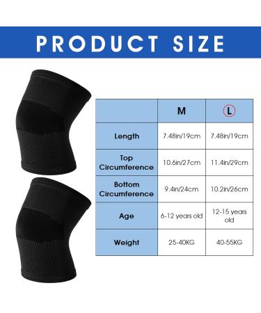 WLLHYF Kids Knee Sleeve Brace 1 Pair Children Knee Support Pad Breathable Elastic Soft Knee Protectors for Kids Child Girls Boys Teens Basketball Volleyball Sports (L 40-55KG) - Buy Online on GoSupps.com