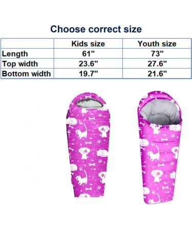 ANJ Outdoors Youth and Kids 32F - 59F Sleeping Bag - Pink Mummy Style Lightweight Bag for Boys and Girls | Indoor/Outdoor Sleeping Bag for Kids up to 4'3 - Buy Online on GoSupps.com