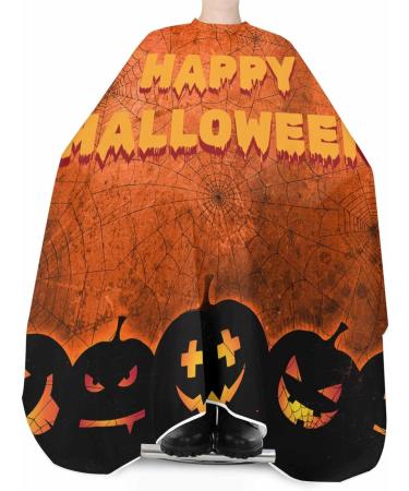 Halloween Barber Cape - Adjustable Salon Hair Cutting Cape for All Ages - Black & Orange Ghost Pumpkin Design - 55x63 Inch - Perfect Hairdressing Accessory - Buy Online on GoSupps.com