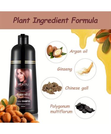 500ML Argan Oil 3-in-1 Hair Color Shampoo for Gray Hair - Light Brown Instant Dye for Men & Women - Buy Online on GoSupps.com