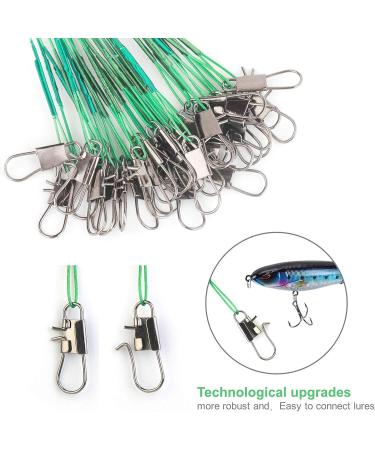60PCS Fishing Wire Leader with Swivels and Snap - Nylon-Coated Steel Leaders for Tackle - Green (7.5, 11.7, 12.9 Inch) - Buy Online on GoSupps.com