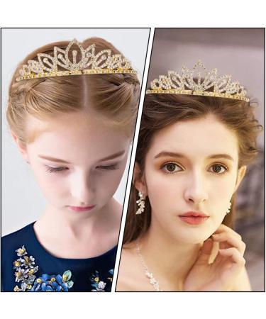 FRCOLOR 1pc Decorative Rhinestone Dress Accessory Princess Headband Shiny Crystal Crowns Party Women Bride Exquisite Comb Girls Trend Bridal Prom Party Baroque Shining Gold Plastic Tiara Small 15x3cm Golden - Buy Online on GoSupps.com