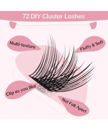 72 Pcs Individual Lash Clusters - DIY Volume Eyelashes - Super Thin Band - Comfortable - 12mm C Curl - Buy Online on GoSupps.com