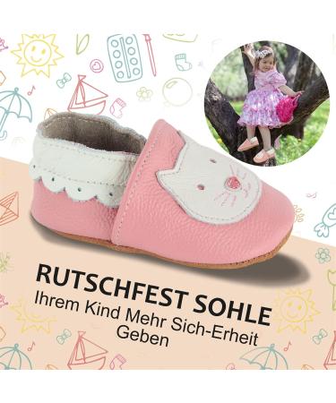 Soft Leather Baby Shoes for Boys and Girls | Non-Slip Rubber Soles | Cartoon Prewalker Sneakers | 0-24 Months | Pink Cat - Buy Online on GoSupps.com
