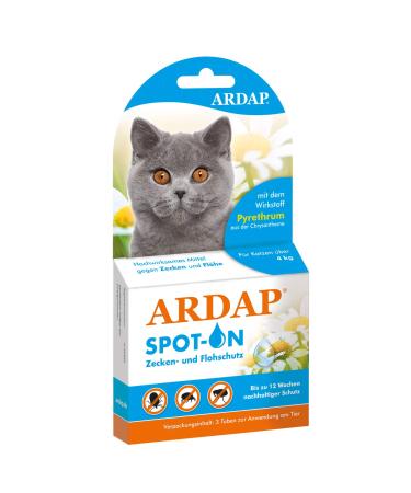 ARDAP Spot on for cats over 4kg - natural active ingredient - tick funds for cats flea remedies cats tick protection cat - 3 tubes each 0.8ml - up to 12 weeks of sustainable long -term protection large cats over 4 kg - Buy Online on GoSupps.com