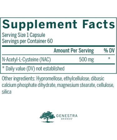 Genestra Brands Amino NAC - Vegan N-Acetyl-L-Cysteine Formula - 60 Capsules - Buy Online on GoSupps.com