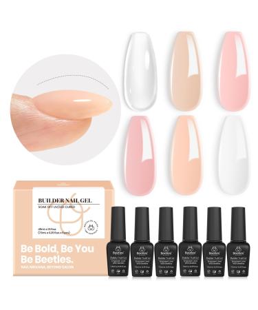 Beetles Gel Nail Polish 6 Colors Builder Nail Gel 8 in 1 Strengthener Gel Clear Builder Nude Pink Milkly Hard Gel Extension Base Nail Gel Rhinestone False Nail Tips Glue Nail Art Design Pink Christmas 4-Sheer Peach - Buy Online on GoSupps.com