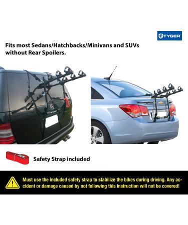 Tyger Auto TG-RK3B203S Deluxe 3-Bike Trunk Mount Bicycle Rack | Fits Most Sedans, Hatchbacks, Minivans, SUVs - Buy Online on GoSupps.com
