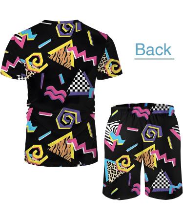 Arssm Men's Vintage 2-Piece Shirts and Shorts Set for Retro Summer Party - Black, X-Large - Buy Online on GoSupps.com
