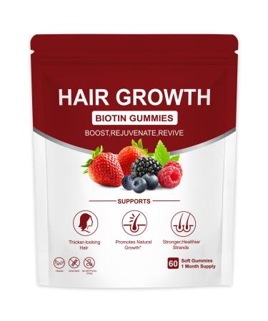 DDOOUU Lumin Hair Growth Gummies | Supports Healthy Hair Growth & Strength Skin & Nail Care | with Biotin Collagen & Botanical Extracts | Mixed Berry Flavor | Non-GMO | 60 Gummies