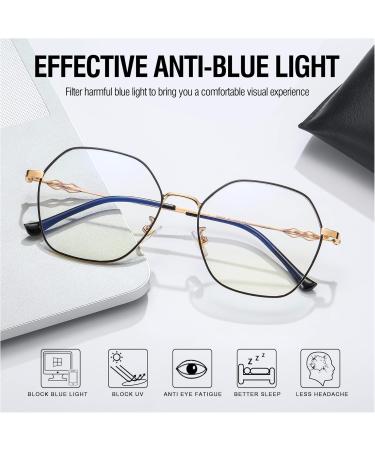 Duco Blue Light Filter Glasses for Women - Anti-UV Protection Computer & TV Glasses Stylish Black Gold Design - Buy Online on GoSupps.com