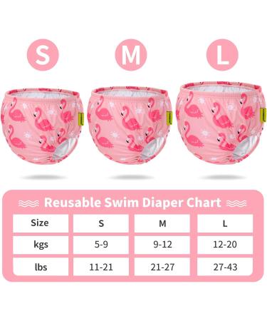 Swimbobo Reusable Absorbent Swim Diaper Washable Striped Swim Trunks (M Pink Flamingo) for Baby Boys and Girls - Buy Online on GoSupps.com