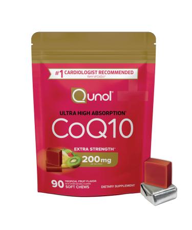 Qunol CoQ10 200mg Soft Chews Extra Strength & Ultra High Absorption Coenzyme Q10 Supplement #1 Cardiologist Recommended Supplement for Heart Health 90 Count CoQ10 90 Count (Pack of 1)