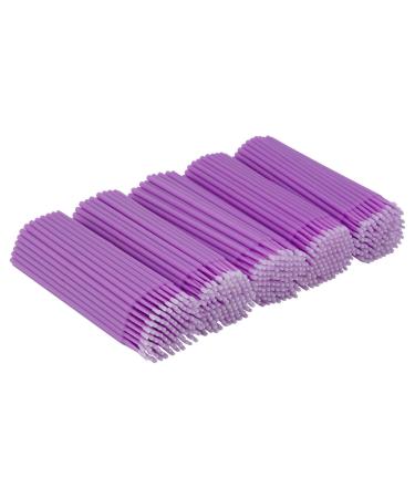 Cuttte 500 PCS Disposable Microbrush Applicators Microfiber Wands for Eyelashes Extensions and Makeup Application (Head Diameter: 1.5mm) Purple