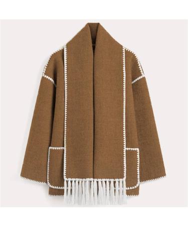 Hanxiulin Women's Winter Coat with Scarf - Loose Long-Sleeved Fleece Jacket - Warm Autumn Fashion - Buy Online on GoSupps.com