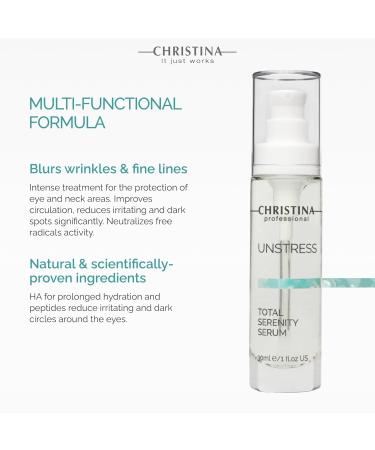 Christina Unstress Total Serenity Calming Serum - 30ml | Soothing Relief for All Skin Types - Reduce Stress & Rebalance Skin - Buy Online on GoSupps.com