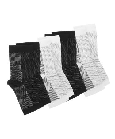 FOMIYES 4 Pairs Ankle Socks Pressure Sock Protection Sock Sports Sock Foot Care Socks Sweat Absorption Sock Plantar Socks Plantar Braces Compression Socks 28.50X10.00X0.70CM Black