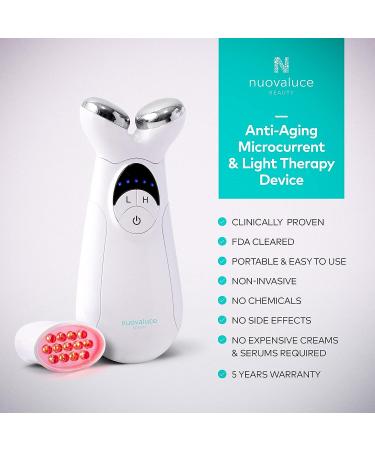 Nuovaluce Anti Aging Microcurrent & Red Light Therapy Device - FDA Cleared for Wrinkle Reduction and Skin Tightening - Handheld Face Toning Machine for At-Home Use - Buy Online on GoSupps.com