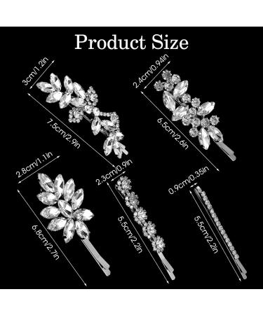 10Pcs Rhinestone Weeding Hair Clips Bridal Hairpin Silver Elegant Hair Barrettes Crystal Bobby Pins Leaf Flower Rhinestone Formal Hair Accessories for Women Girls - Buy Online on GoSupps.com