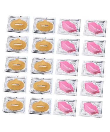 Outanaya 20pcs Collagen Lip Mask Hydrating Gel Lip Pads for Moisture Exfoliation Random Styles Silver Packaging Each Yellow Pink