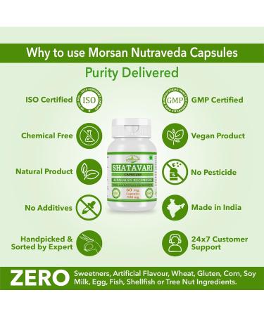Natural and Pure Herbal Asparagus RACEMOSUS (Shatavari) Extract Capsules | Highest Potency 100% Herbal Product | Pack of 60 X 500 mg. Veg. Capsules (Pack of 2 Jar) - Buy Online on GoSupps.com