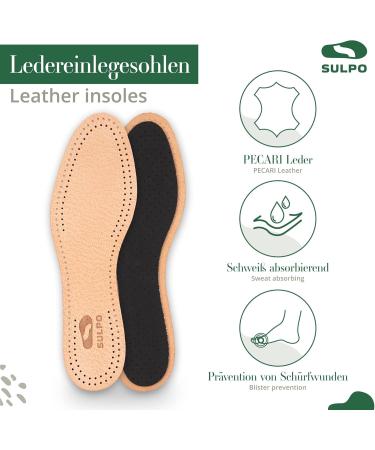 SULPO 3 Pairs of Genuine Leather Insoles Premium Leather Activated Carbon Insoles Odour Absorber Anti-Sweat Insoles Breathable Pecari leather 5 UK W / (38 EU) - Buy Online on GoSupps.com