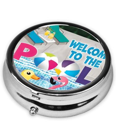 Flamingo Pool Metal Pill Box - Portable 3-Compartment Travel Organizer for Small Pills Black - Buy Online on GoSupps.com