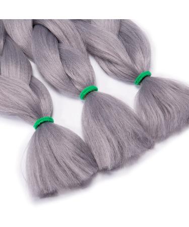 Tess Braids Extensions 60 cm - 3 Pack Jumbo Kanecalon Hair Braids | Silver Gray Box Braids - 100g/Bundle - Buy Online on GoSupps.com
