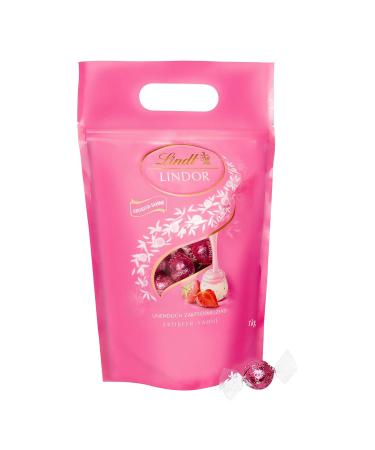 Lindt Lindor Chocolate 1kg Bag - 80 White Chocolate Strawberry Cream Balls | Resealable Large Pack Gift - Buy Online on GoSupps.com