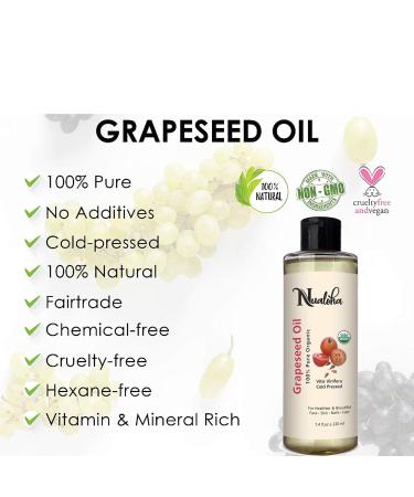 Organic Grape Seed Oil 220 ML - 100% Pure Cold Pressed Carrier Oil for Acne Hair Care Face Cleanser & Anti-Aging Moisturizer - Buy Online on GoSupps.com