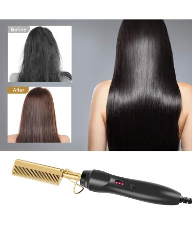 Gold Plated Heated Styling Comb - Electric Hot Straightening & Curling Iron for Natural Black Hair & Wigs - Buy Online on GoSupps.com