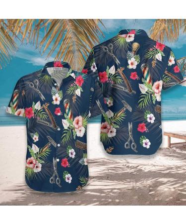HYPERFAVOR Tropical Barber Shirts for Men- Casual Short Sleeve Barber Shirt Men- Unique Barber Hawaiian Shirts for Men XX-Large V8 - Buy Online on GoSupps.com
