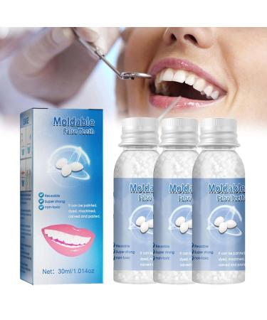 Tooth Repair Granules Teeth Repair Kit Moldable False Teeth Thermal Fitting Beads for Filling Fix The Missing and Broken Tooth Adhesive (3PCs)