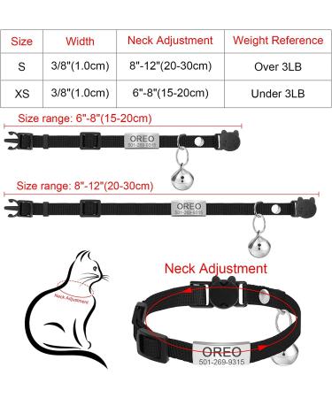 Personalized Breakaway Cat Collar with Engraved Name Tag - Adjustable Kitten Safety Collar with Bell - 7 Colors - Customizable up to 3 Lines of Text - Buy Online on GoSupps.com