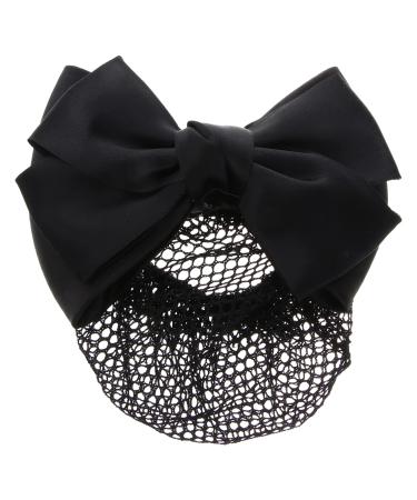 KALLORY French Barrette Hair Bun Net Hair Hair Snood Net Net Mesh Bun Cover Bowknot Bun Cover Bowknot Hair Clip for bow barrette Women hair nets clip (Black) 11.5*7cm Picture 2