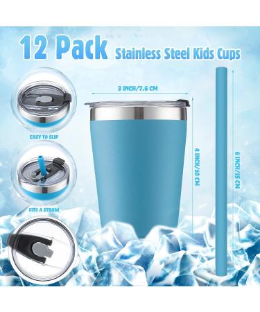 Yahenda 12 Set Kids Cups with Straws and Lids - Stainless Steel Sippy Cup | Vacuum Insulated Water Bottle | Spill Proof Hot Drink Tumbler - 8.5 oz Bright Color - Buy Online on GoSupps.com
