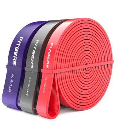 FitBeast Pull Up Bands Set 5 Different Levels Resistance Band Pull Up for Calisthenics CrossFit Powerlifting Muscle Toning Yoga Stretch Mobility Pull Up Assistance Bands Red Black Purple 15-80 LBS